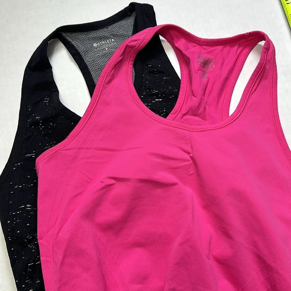 Athleta 2 Piece Tank Bundle Womens Size Small Pink and Black Racerback Stretch - Picture 1 of 12